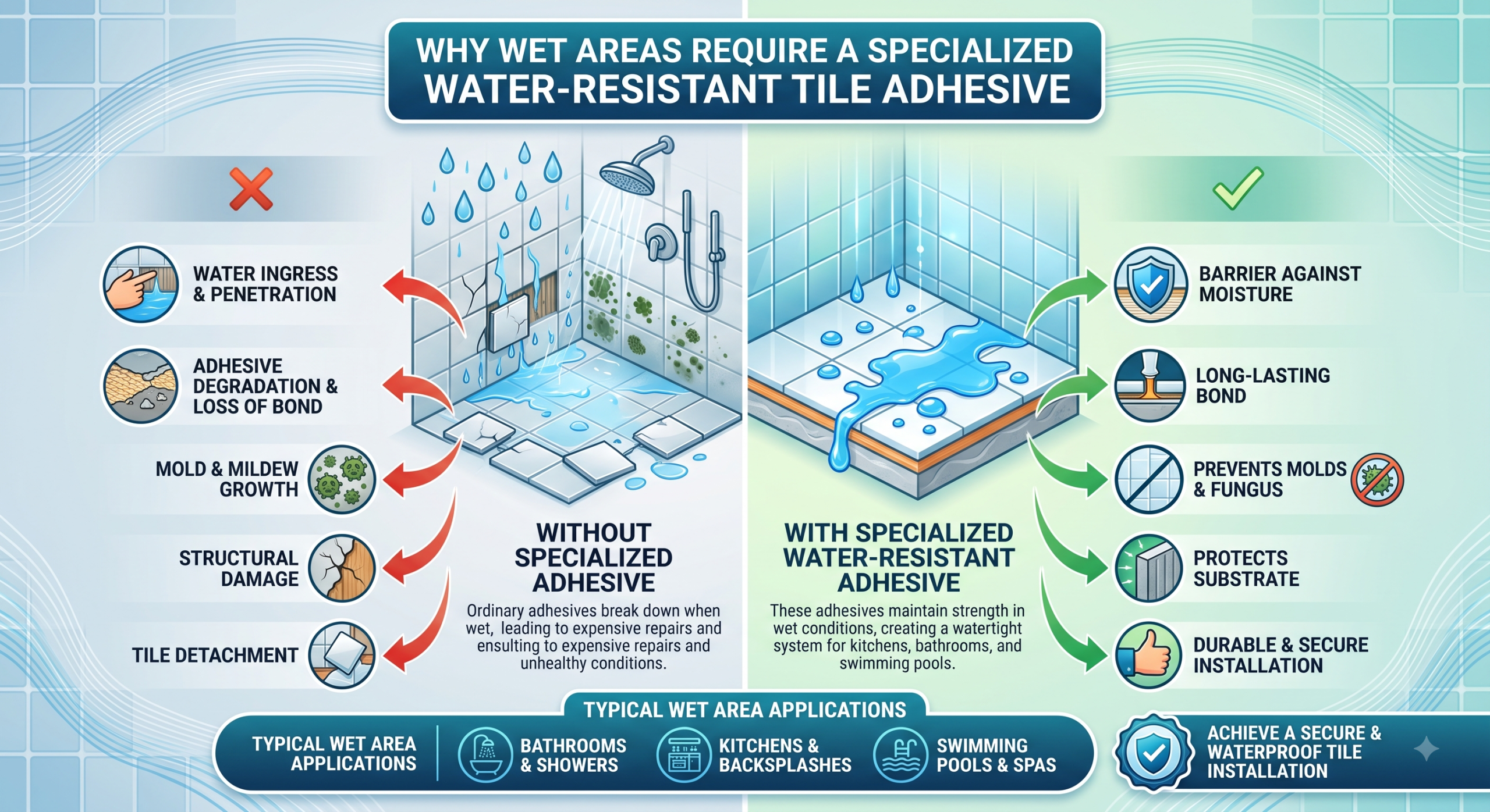 Why Wet Areas Require a Specialized Water-Resistant Tile Adhesive